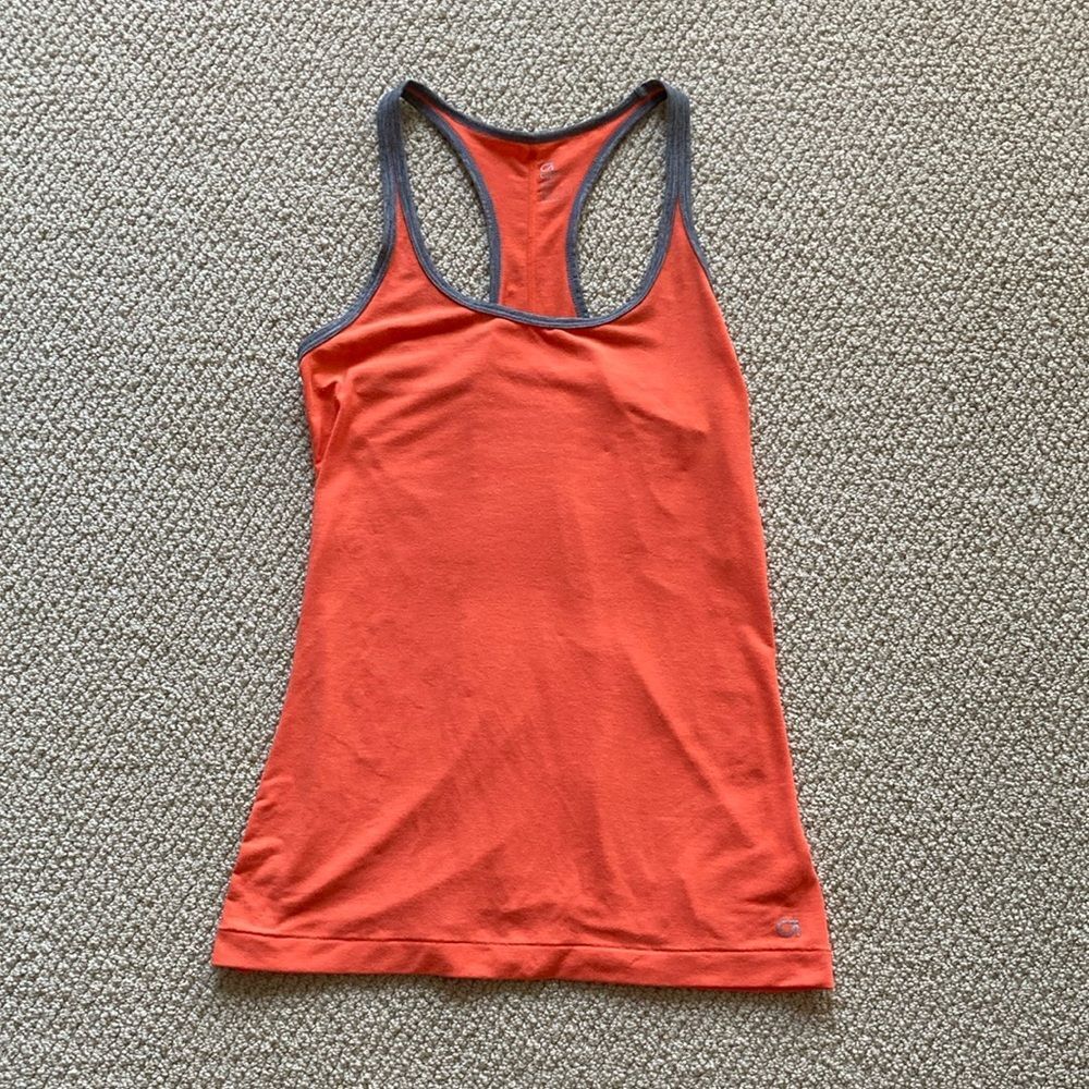 Gap Fit Orange Activewear Racerback Tank Top Size XS Soft Stretch Shirt EUC
